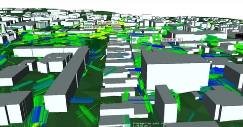 利用无线 InSite 3D 光线跟踪图像分析郊区环境中的 LTE 和 5G NR 传播情况