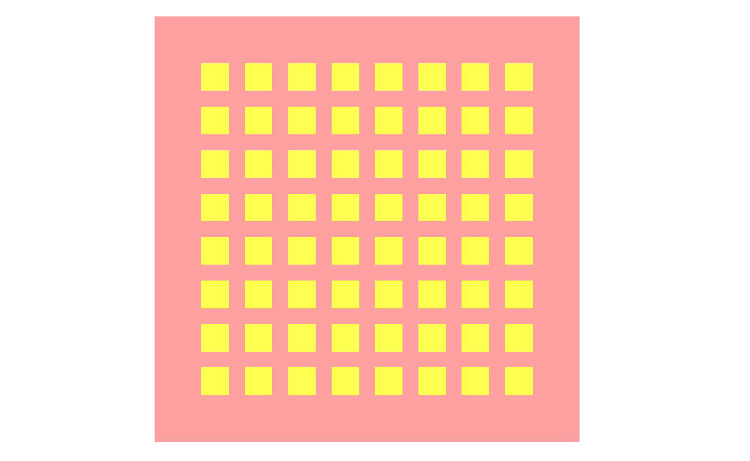 图 1：天线几何形状俯视图，显示 8x8 阵列贴片的布局。