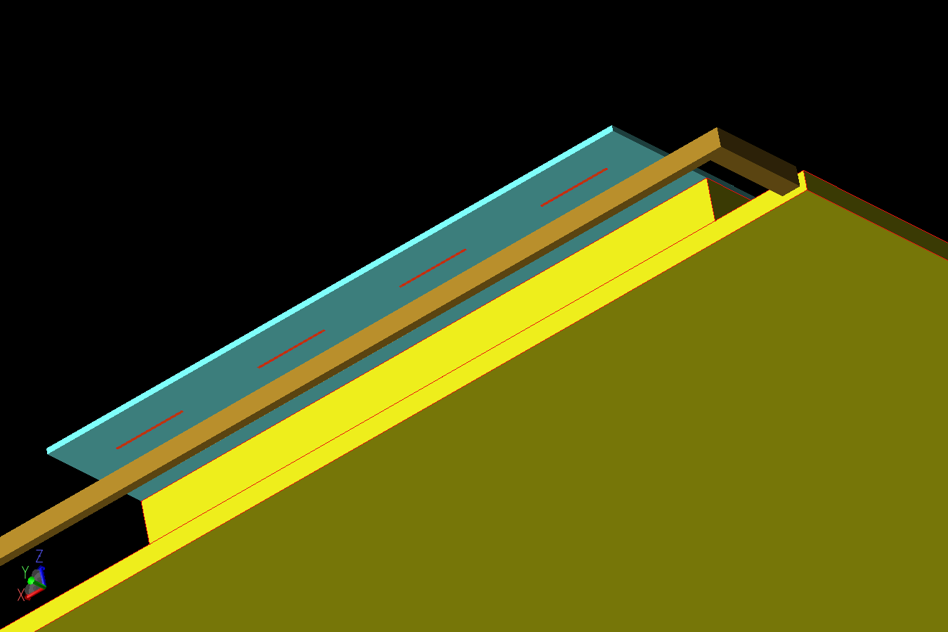 图 3：天线阵列的底视图显示了 4G 和 5G 元件与基底背面的分离情况。