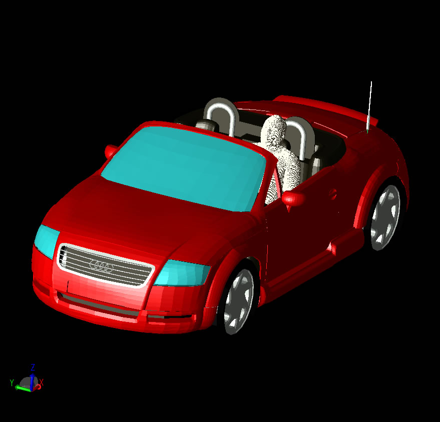 图 1：带有重新定位的人的汽车 CAD 模型。