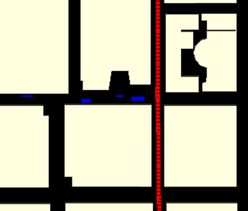 图 12.添加蓝色矩形结构是为了模拟青奥桥十字路口附近的交通情况。