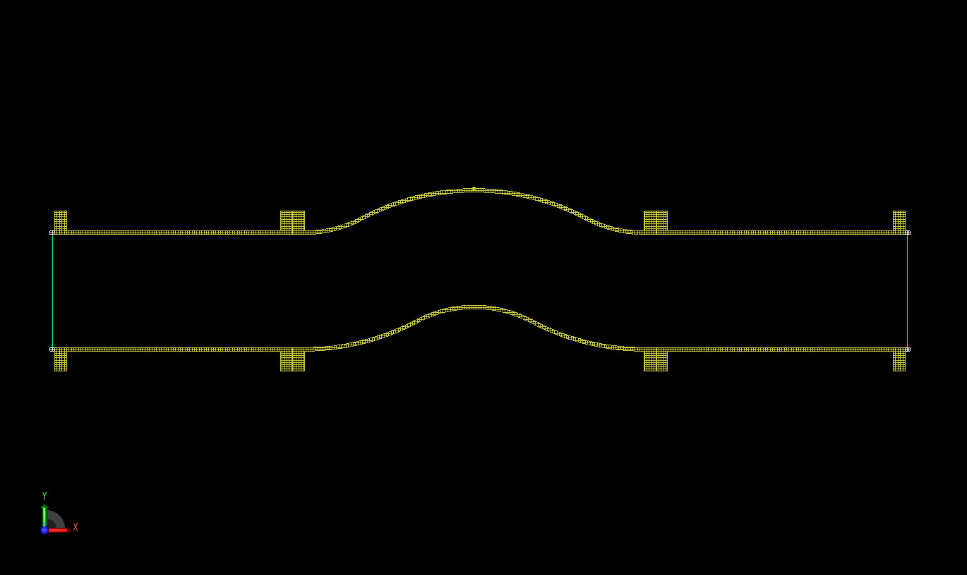图 7 XFdtd 网格的三弯几何体截面图。