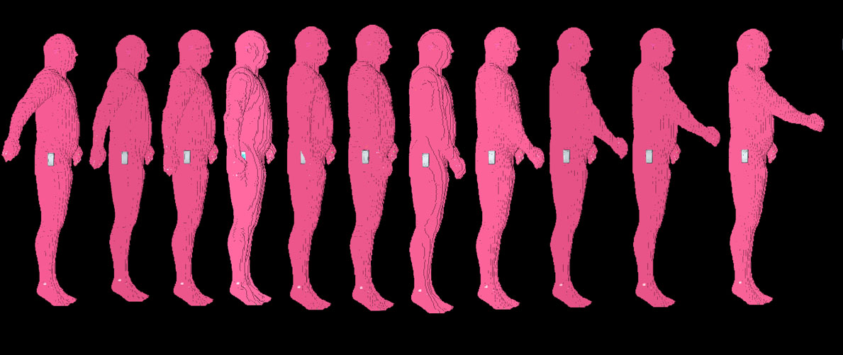 图 10：所示为模拟中使用的移动臂的 11 个位置。