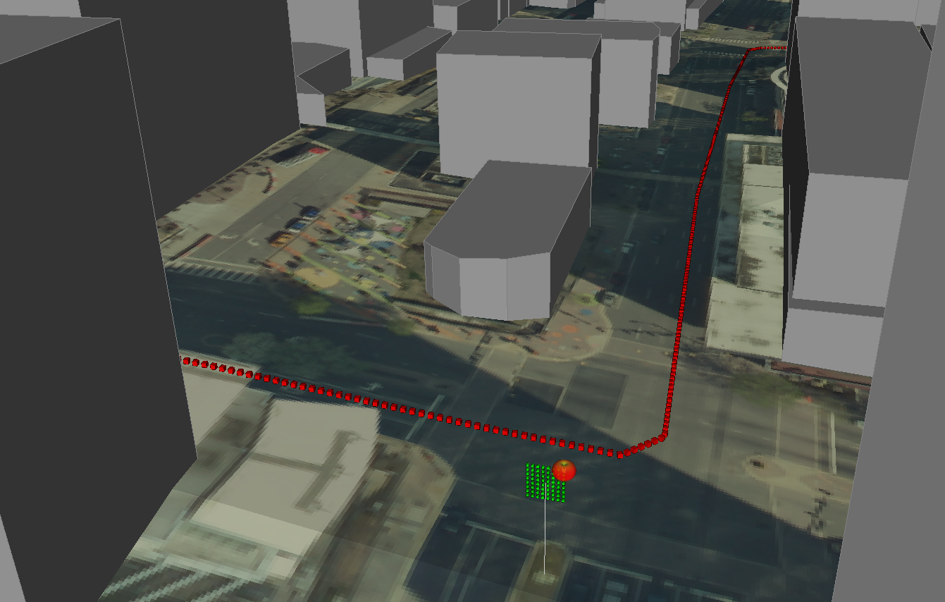 图 1：在 Wireless InSte 中为 SISO 和 MIMO 分析设置了 Rosslyn 3D 建筑和地形数据。